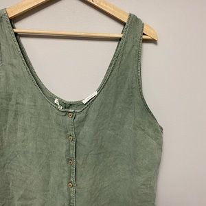 Green linen jumpsuit